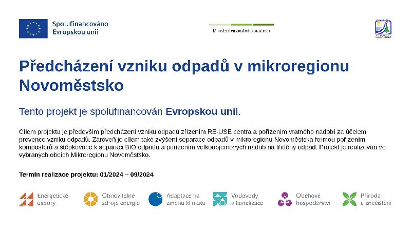 Předcházení vzniku odpadů v mikroregionu Novoměstsko 2024